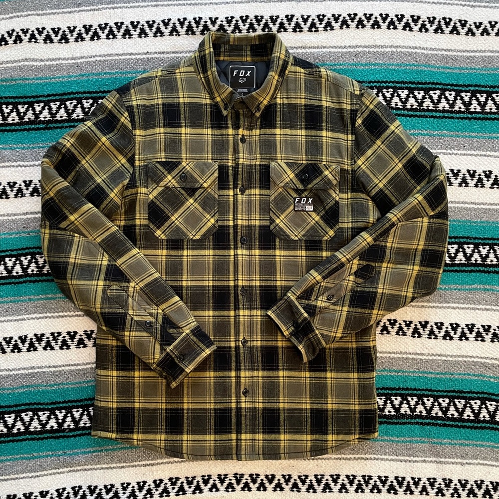Fox Racing Men’s black/ yellow Flannel Quilted poly lined jacket